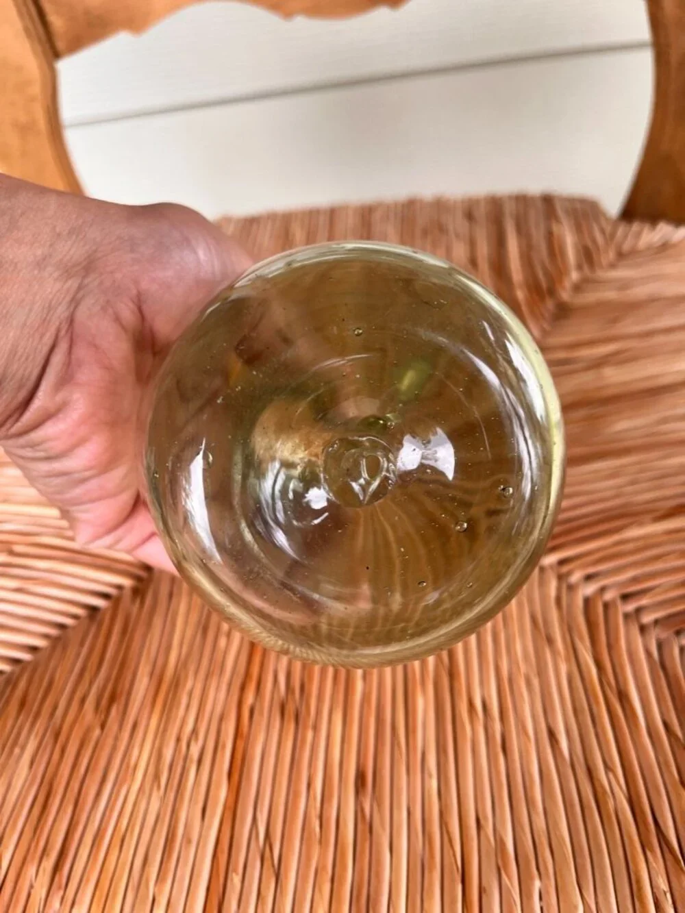Hand blown Green art Vase Sculptural Decorative Accent flower Vase with handle 6 - Picture 2 of 4